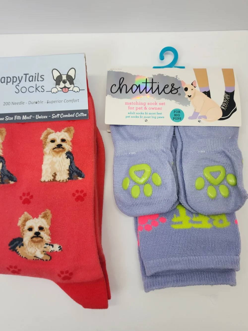 Chatties Matching Pet & Owner Crew Socks - Red Paw Dog Design
